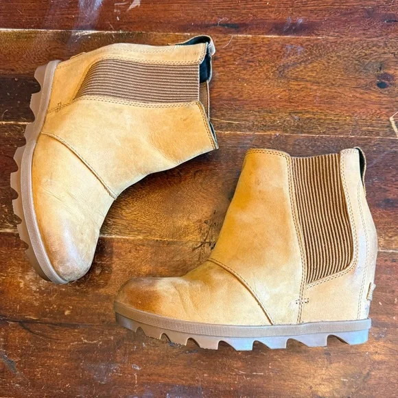 Sorel Lea Wedge Joan of Arctic Chelsea Wedge Camel Brown Black 7 - Picture 13 of 14